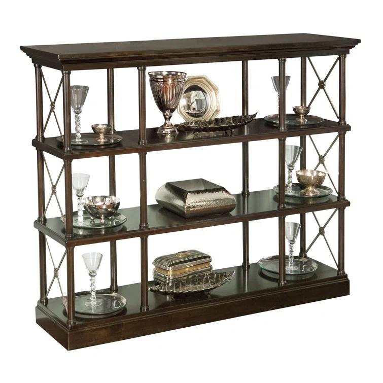 Traditional Dark Brown Wood Etagere with Adjustable Cubes