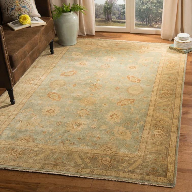 Oushak OSH124 Hand Knotted Area Rug - Light Blue/Beige - 8'x10' - Safavieh.