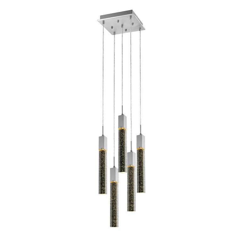 Glacier 5-Light Chrome LED Glass Pendant