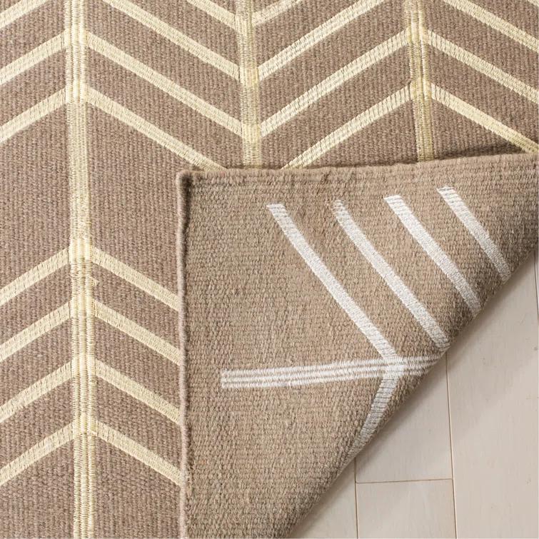 Thelonius Hand Woven Flat Weave With Embroidery Wool Chevron Rug