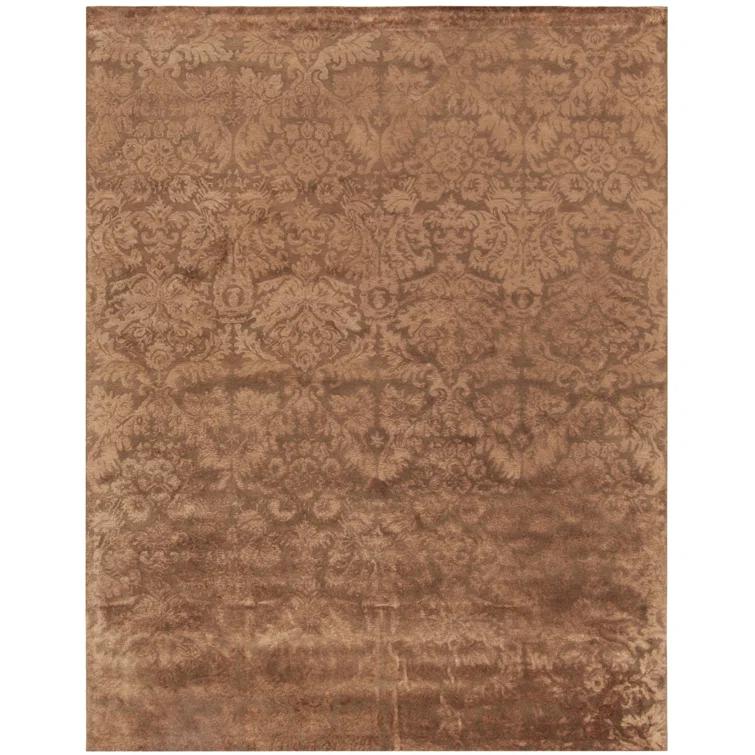 Martha Stewart Hand Tufted Viscos/Wool Damask Rug in Mahogany