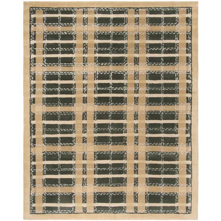 Martha Stewart Hand Tufted Wool/Viscose Plaid Rug in Cornucopia Gold