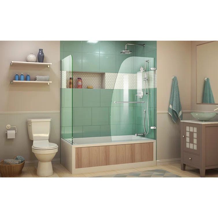 Aqua Uno 56" W x 58" H Hinged Semi-Frameless Tub Door