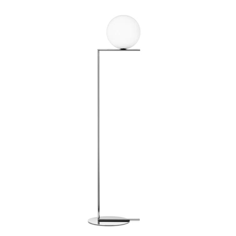 Elegance Unveiled 53" Black & Chrome Floor Lamp with Glass Globe