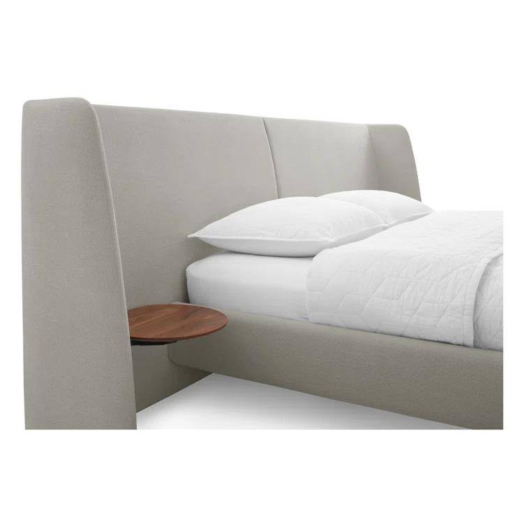 Edwards Light Grey Upholstered Queen Bed with Wood Frame