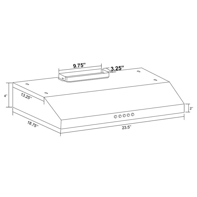 24" Convertible Under Cabinet Range Hood in Stainless Steel with Carbon Filters