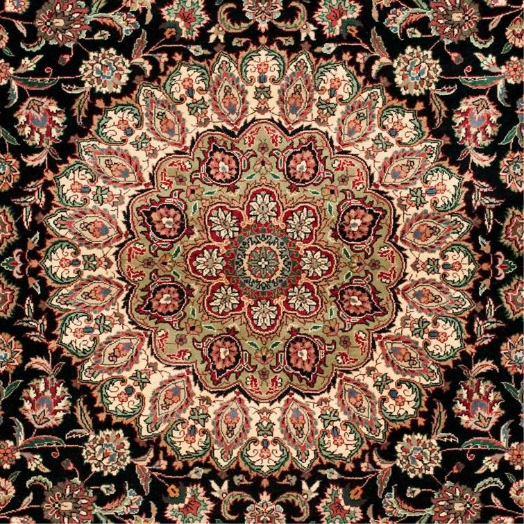 Royal Kerman Wool Pile Oriental Rug in Ivory/Brown/Black