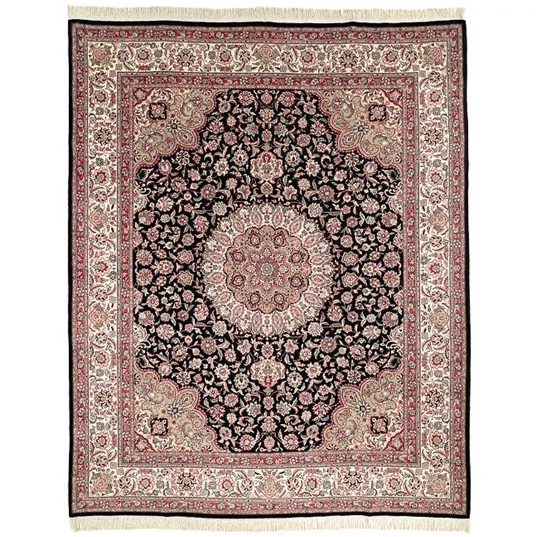 Royal Kerman Wool Pile Oriental Rug in Ivory/Brown/Black