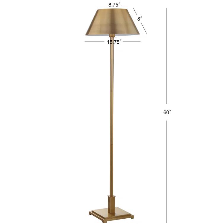 JONATHAN Y JYL6005B Roxy 60" Metal LED Floor Lamp, Contemporary, Transitional for living room, dinning room, bedroom, office Bulb Included, Brushed Brass