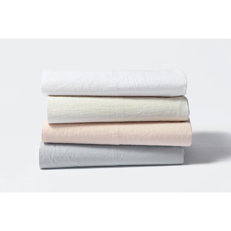 Coyuchi Organic Crinkled Percale 100% Cotton Sheet Set