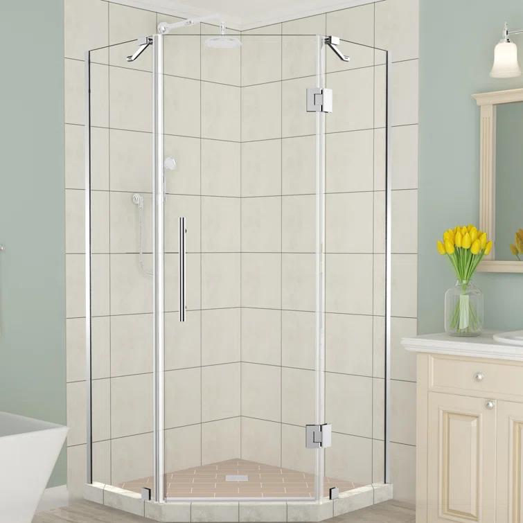 Aston SEN966EZ-CH-34-10 Merrick 34" x 72" Neo Angle Hinged Shower Enclosure
