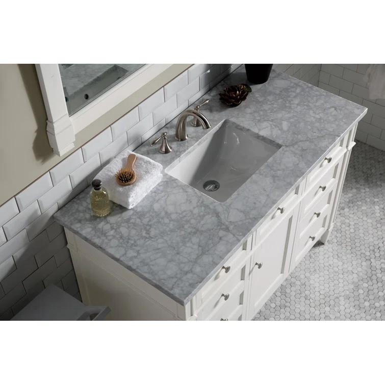 Bright White 47" Plywood Single Vanity with Satin Nickel Hardware