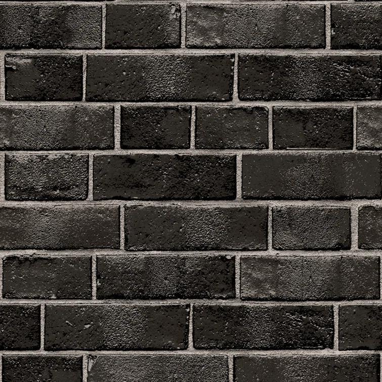 Tempaper & Co.® Brick Removable Peel and Stick Wallpaper, Ebony Brick, 28 sq ft: Faux Sticky Vinyl, Classic Pattern