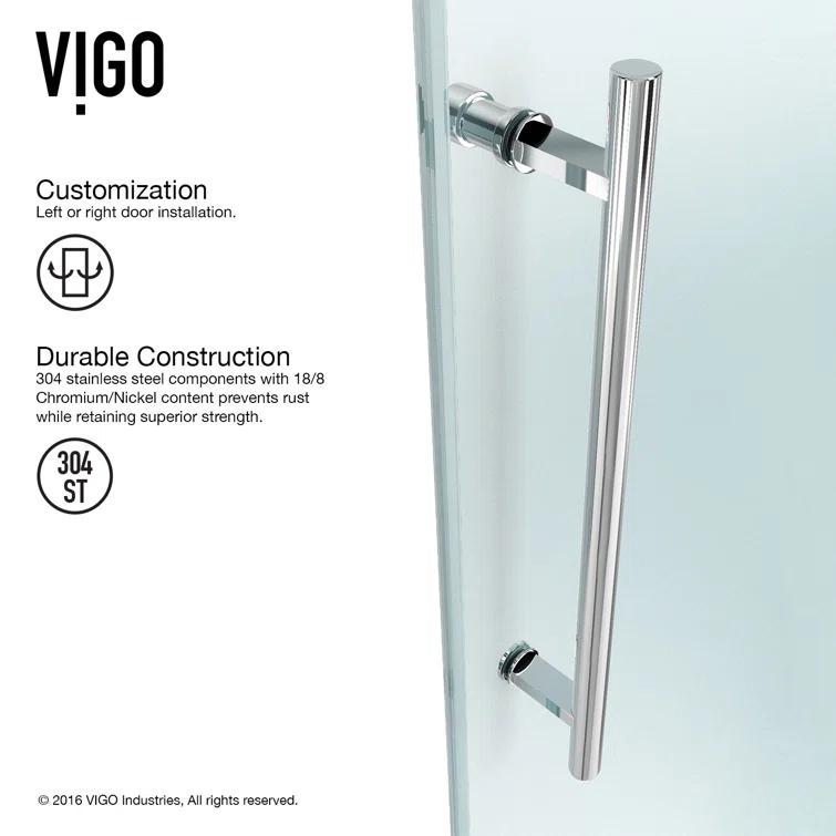 Elan 56-60" W x 66" H Sliding Frameless Tub Door with 3/8" Clear Glass