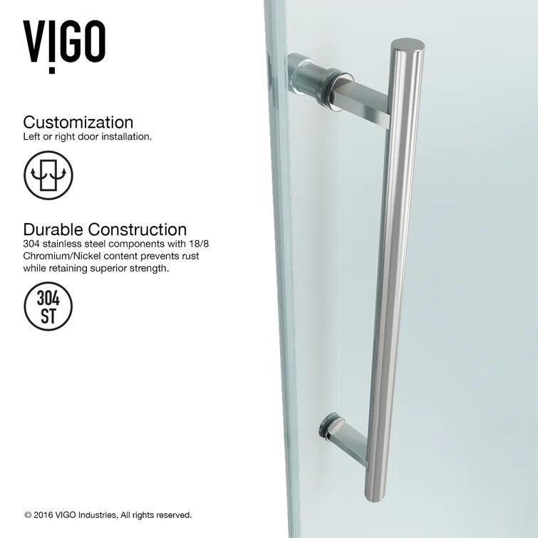 Elan 56-60" W x 66" H Sliding Frameless Tub Door with 3/8" Clear Glass