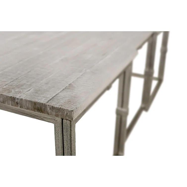 Gray Rectangular Wood and Metal Coffee Table