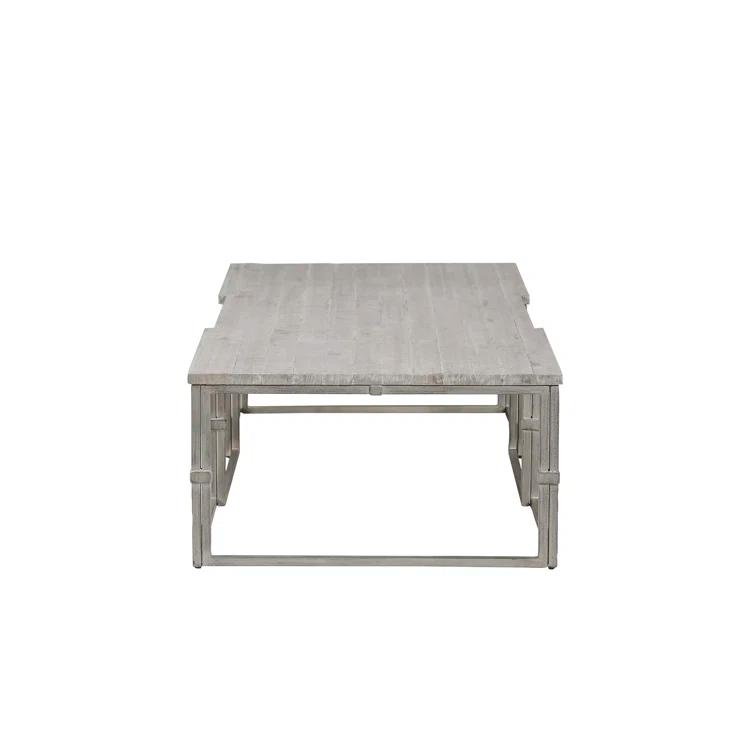 Gray Rectangular Wood and Metal Coffee Table