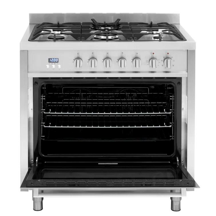 F965 Series 36 in. Stellar Collection 3.8 cu. ft. Dual Fuel Range, 5 Sealed Burners, 8 Function Convection Oven in Stainless Steel