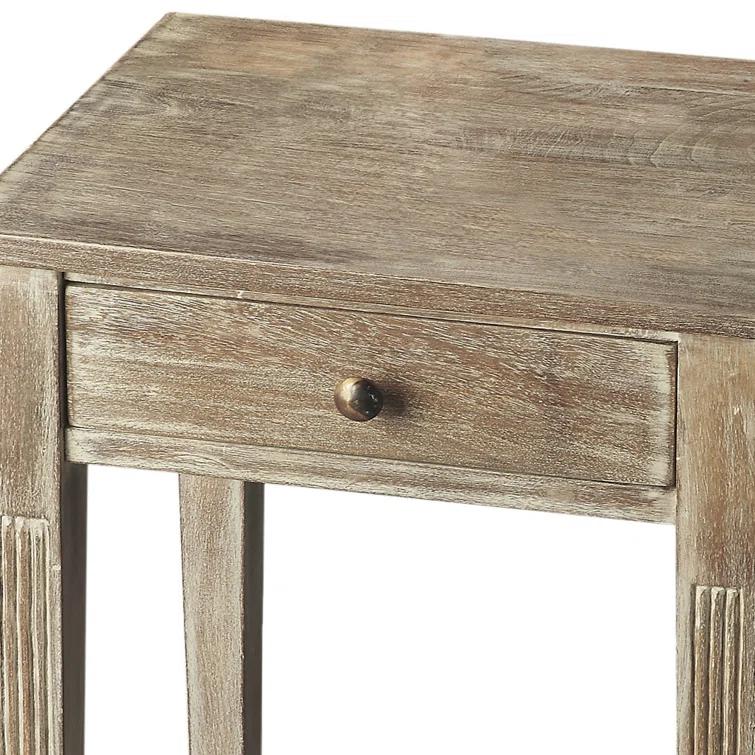 Coastal Chic Acacia Wood Rectangular Side Table with Storage