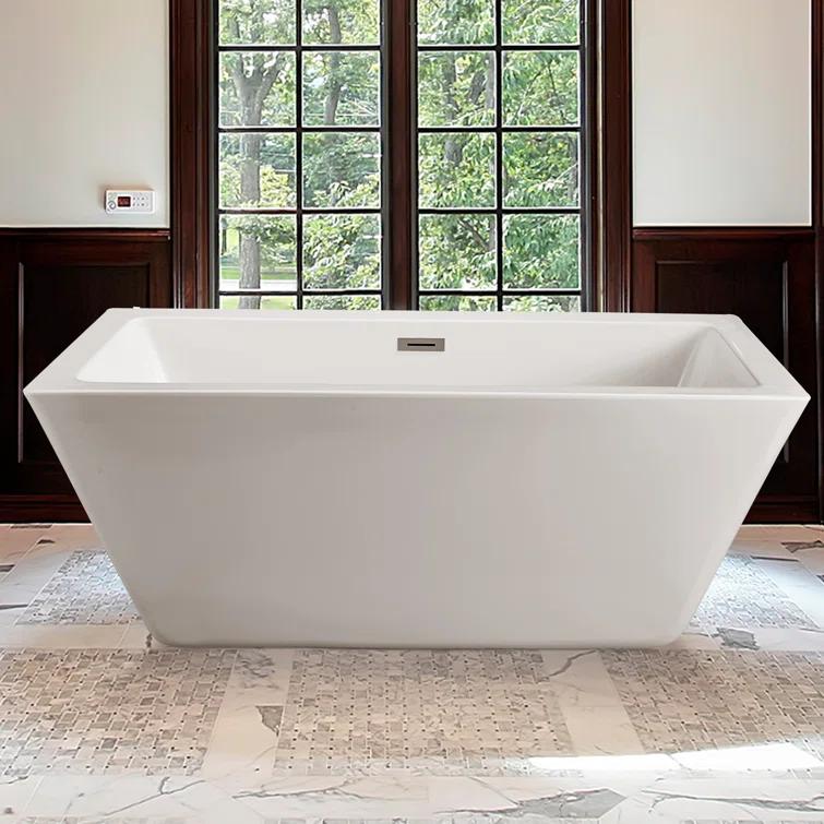 Streamline Bath 1529 mm x 701 mm Freestanding Roll Top Bathtub N-320-60FSWH-FM