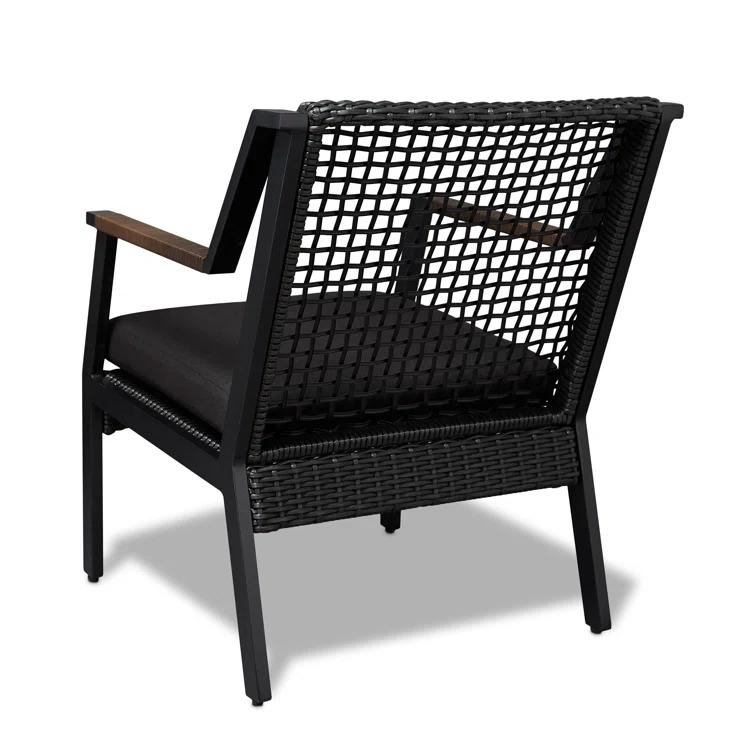 Real Flame Calvin Aluminum Patio Dining Arm Chair in Black (Set of 2)
