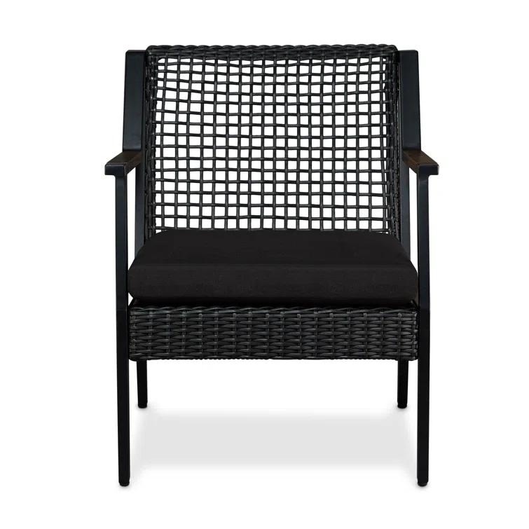 Real Flame Calvin Aluminum Patio Dining Arm Chair in Black (Set of 2)