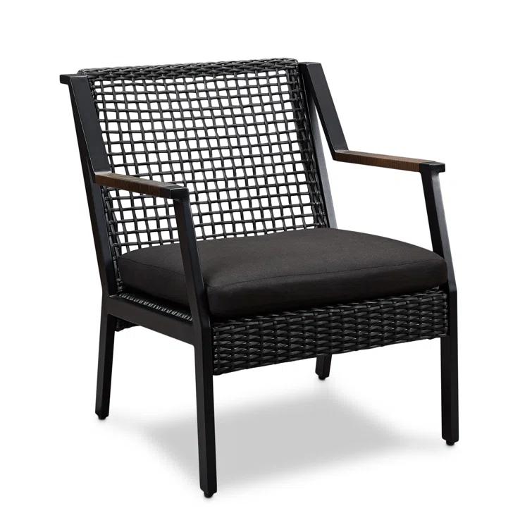 Real Flame Calvin Aluminum Patio Dining Arm Chair in Black (Set of 2)