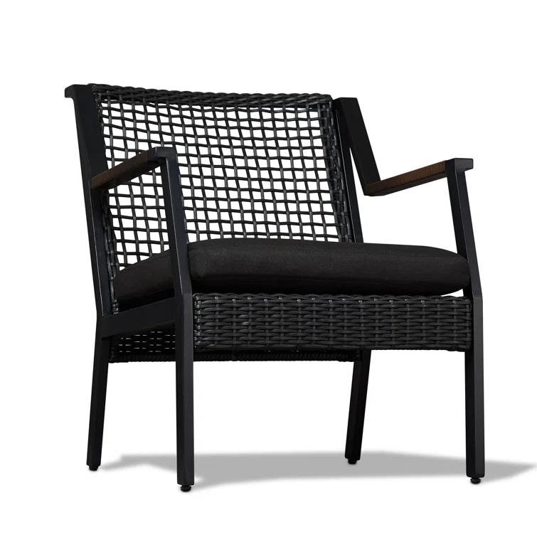 Real Flame Calvin Aluminum Patio Dining Arm Chair in Black (Set of 2)