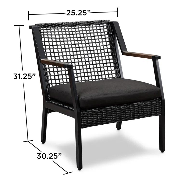 Real Flame Calvin Aluminum Patio Dining Arm Chair in Black (Set of 2)