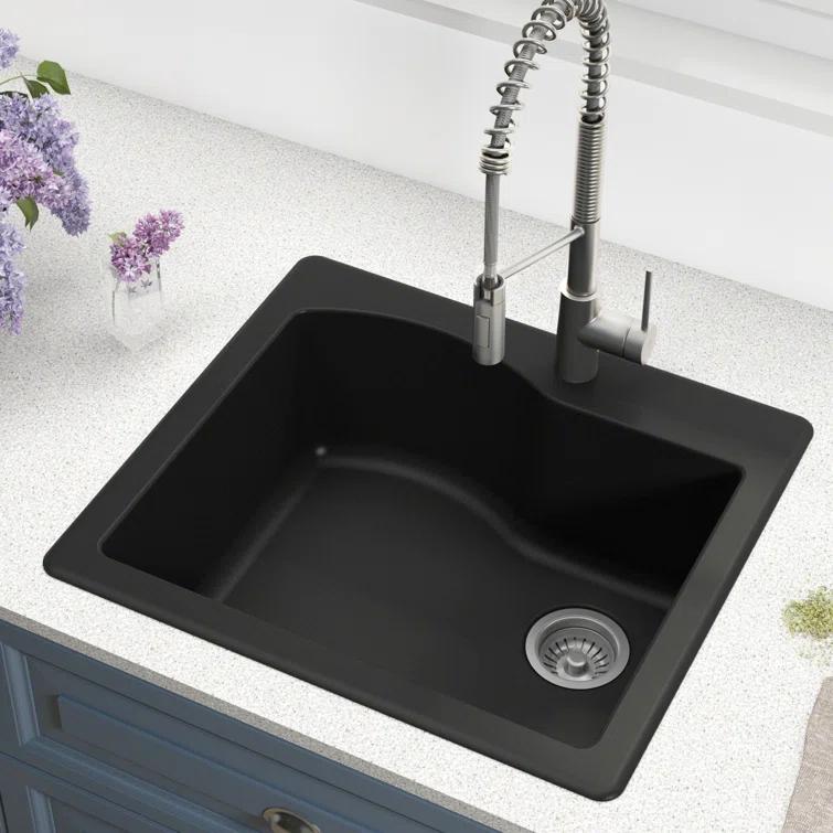 KRAUS Quarza™ 25" L Dual Mount Single Bowl Granite Kitchen Sink