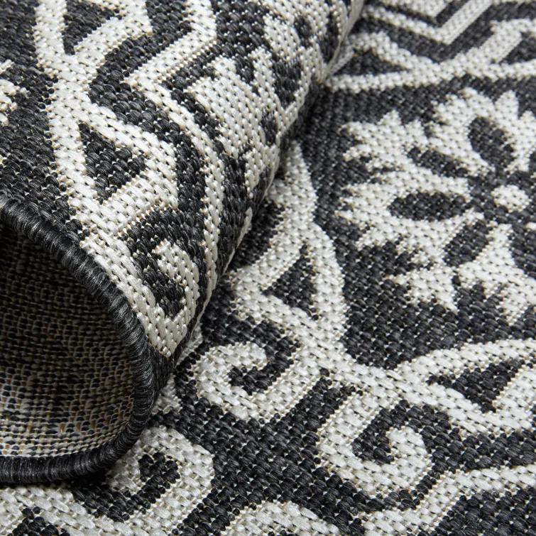 Nicole Miller New York Patio Country Danica Geometric Indoor/Outdoor Area Rug, Black/Grey