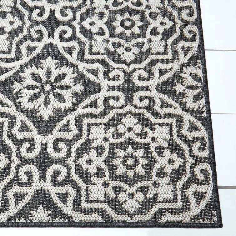 Nicole Miller New York Patio Country Danica Geometric Indoor/Outdoor Area Rug, Black/Grey