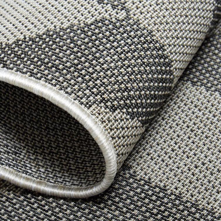 Nicole Miller New York Patio Country Calla Herringbone Indoor/Outdoor Area Rug, Black/Gray