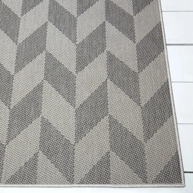 Nicole Miller New York Patio Country Calla Herringbone Indoor/Outdoor Area Rug, Black/Gray
