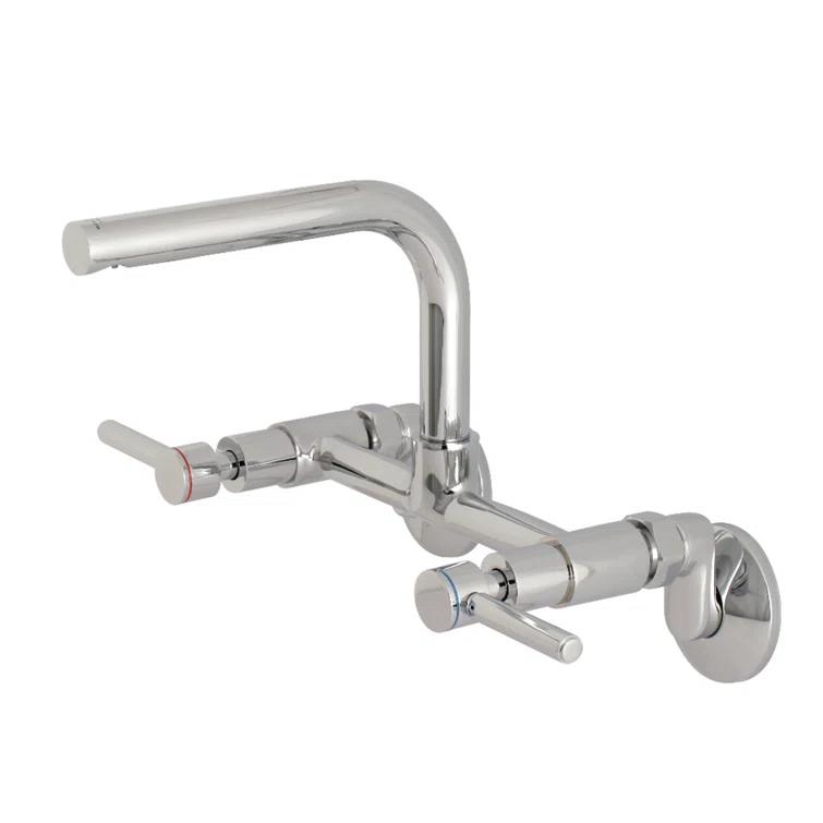 Kingston Brass KS812PN Kingston Brass Concord Double-Handle 2-Hole Wall-Mount Bridge Kitchen Faucet
