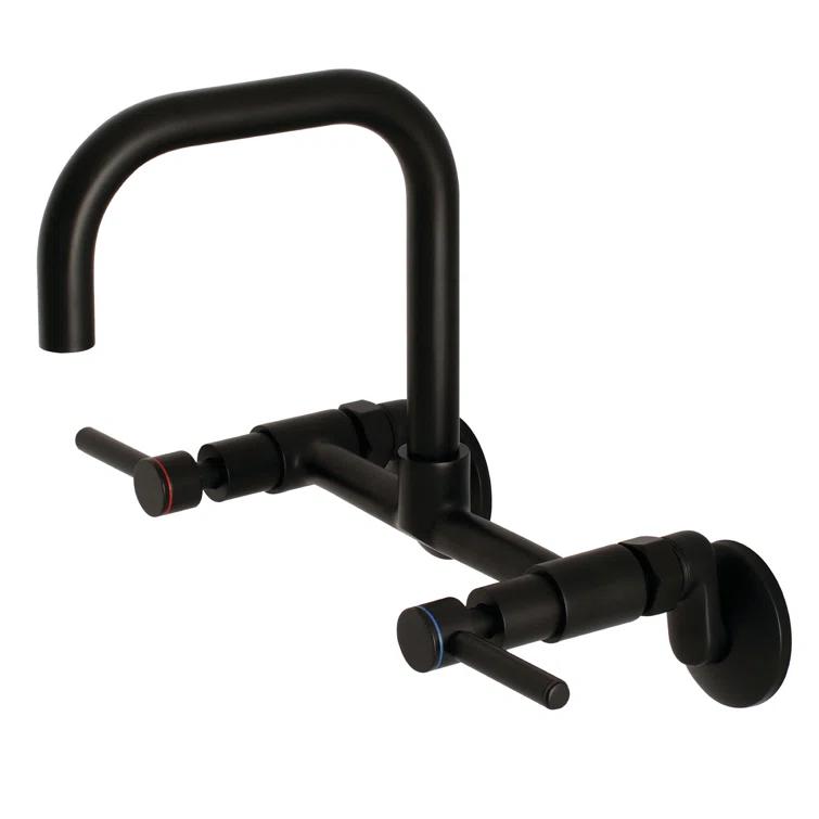 Kingston Brass KS813MB Kingston Brass Concord Double-Handle 2-Hole Wall-Mount Bridge Kitchen Faucet