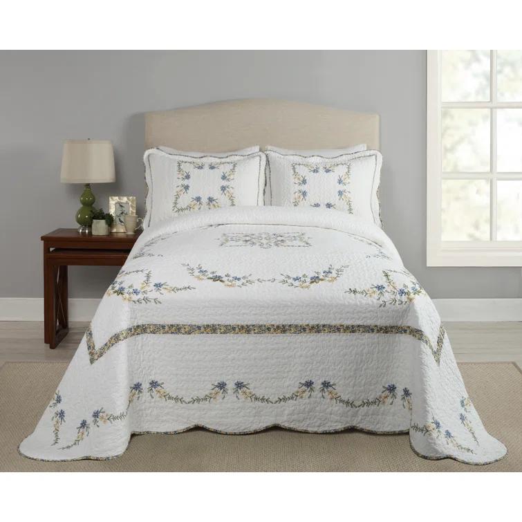 Modern Heirloom Heather Floral Embroidered Single Bedspread & Reviews | Wayfair