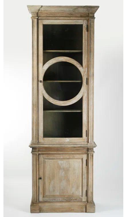 Grey Oak China Cabinet with Glass Doors