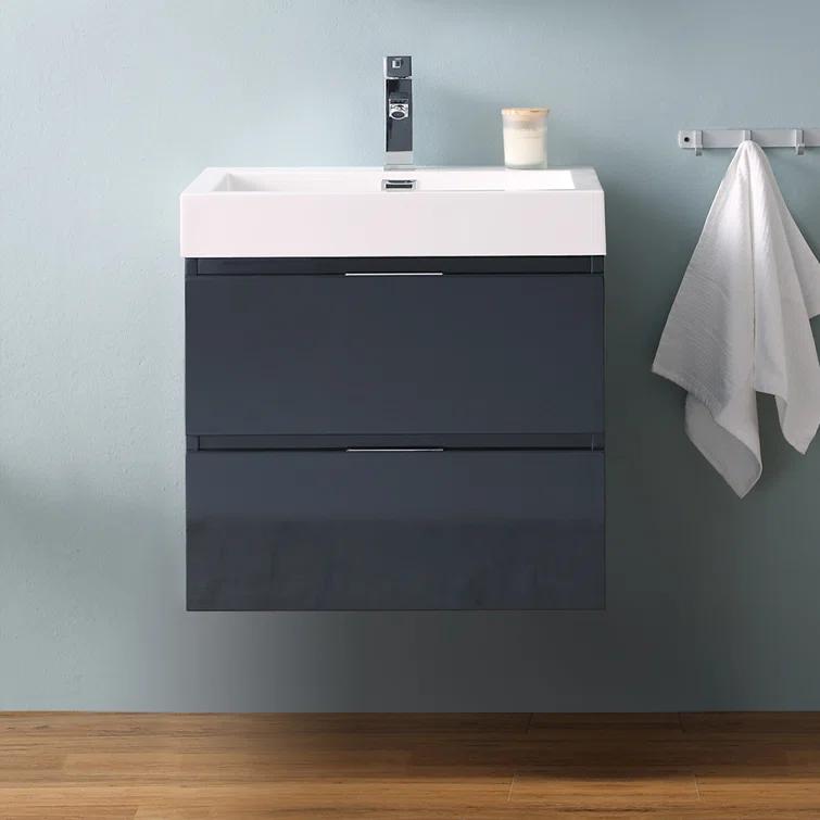 Valencia 24" Wall Mount Single Sink Bathroom Vanity with Top and Sink (Faucet Not Included)