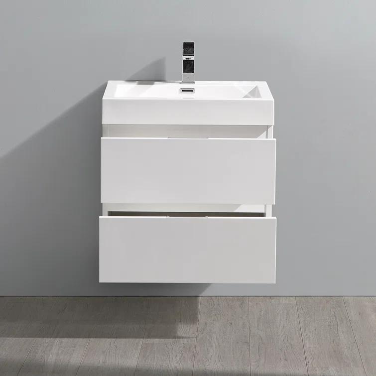 Valencia 24" Wall Mount Single Sink Bathroom Vanity with Top and Sink (Faucet Not Included)