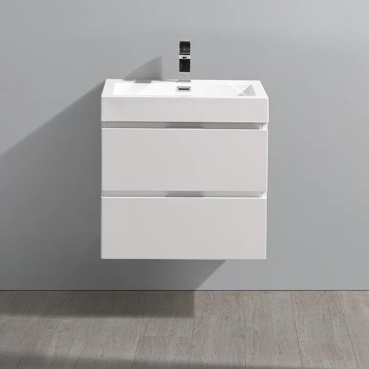 Valencia 24" Wall Mount Single Sink Bathroom Vanity with Top and Sink (Faucet Not Included)