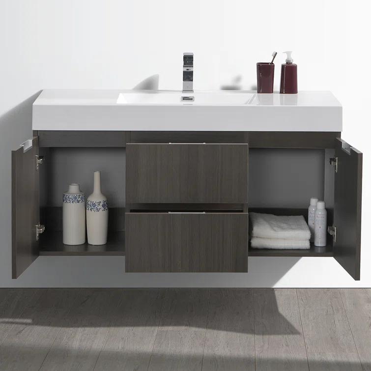 Valencia 48" Wall Mount Single Sink Bathroom Vanity with Top and Sink (Faucet Not Included)