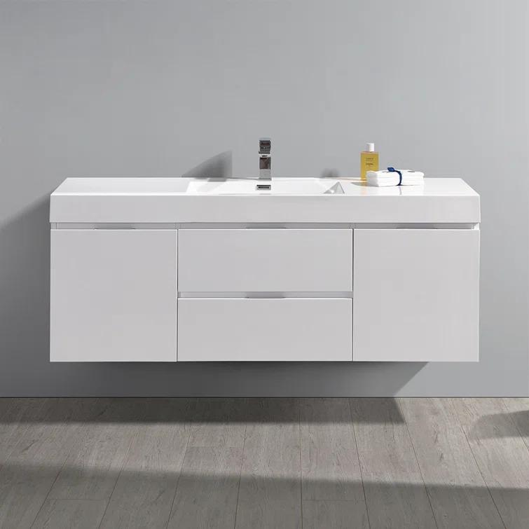 Valencia 60" Wall Mount Single Sink Bathroom Vanity with Top and Sink (Faucet Not Included)