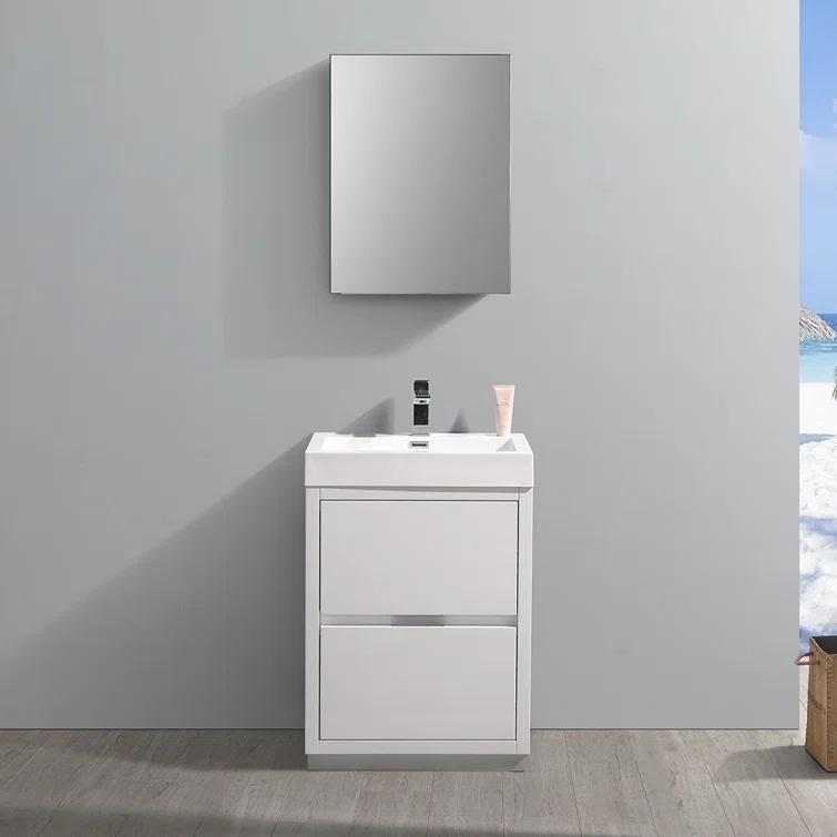 Fresca Valencia 24" Freestanding Single Sink Bathroom Vanity Set w/ Medicine Cabinet (Faucet Not Included)