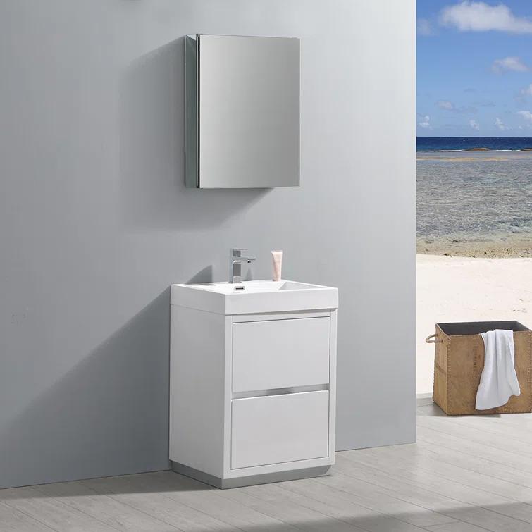 Fresca Valencia 24" Freestanding Single Sink Bathroom Vanity Set w/ Medicine Cabinet (Faucet Not Included)