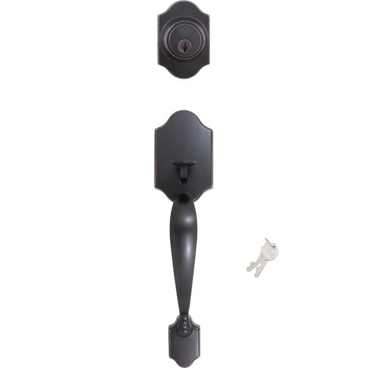 Cedar Brook Exterior Portion Handleset with Single Cylinder Deadbolt (Interior Portion Sold Separately)