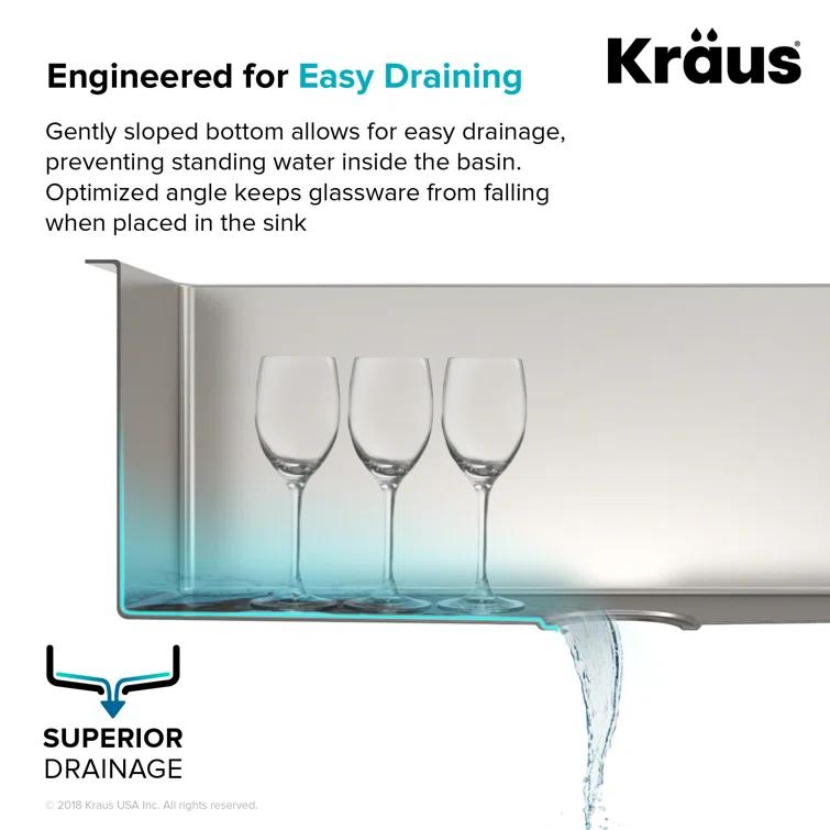 KRAUS Standart PRO™ Undermount 16 Gauge Stainless Steel Kitchen Sink