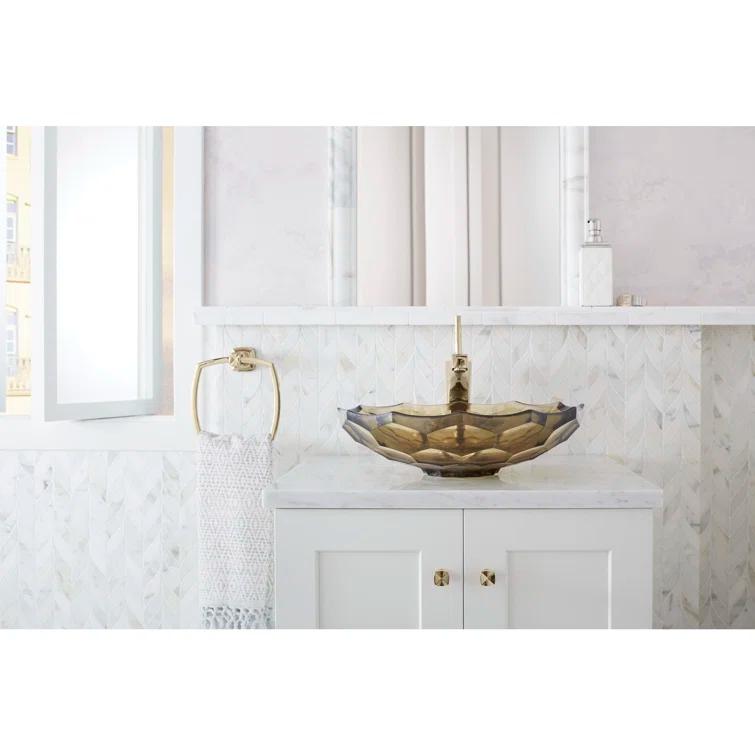 Kohler Briolette, Artist Editions Oval Faceted Glass Bathroom Vessel Sink