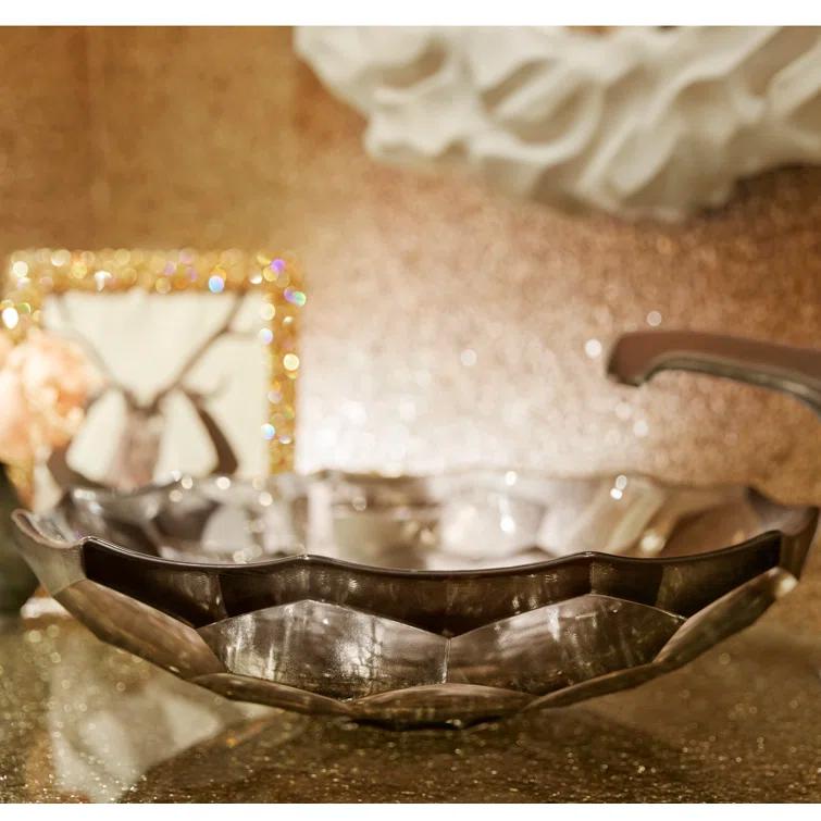 Kohler Briolette, Artist Editions Oval Faceted Glass Bathroom Vessel Sink