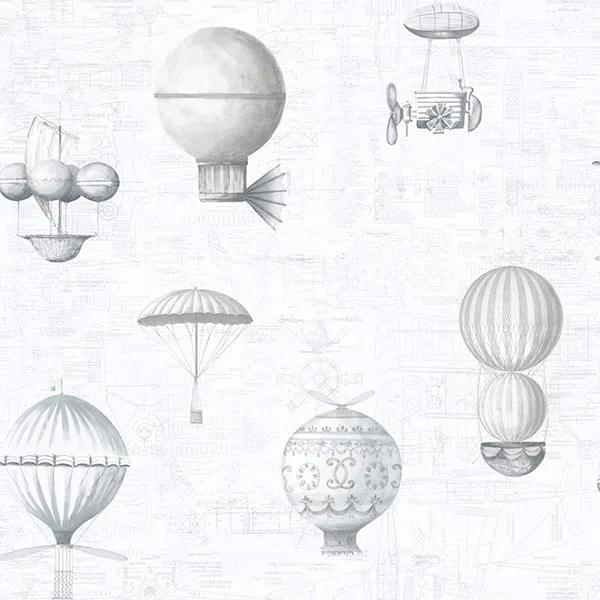 Nostalgie Steampunk Air Balloons 33' L x 21" W Wallpaper Roll